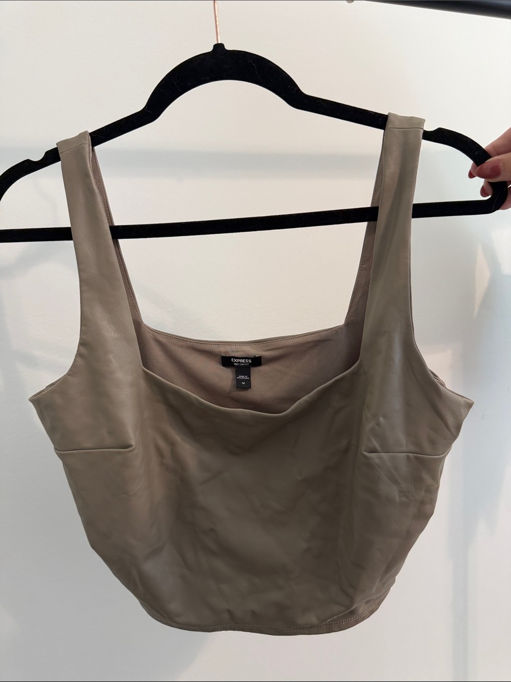 Express Faux Leather Taupe Tank Top